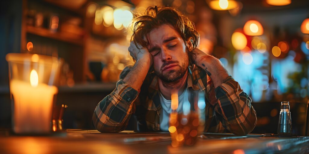 drunk guy feeling bad